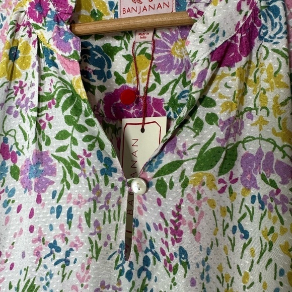 Banjanan Ebisu White Floral Blouse‎ Top Small - Picture 8 of 10